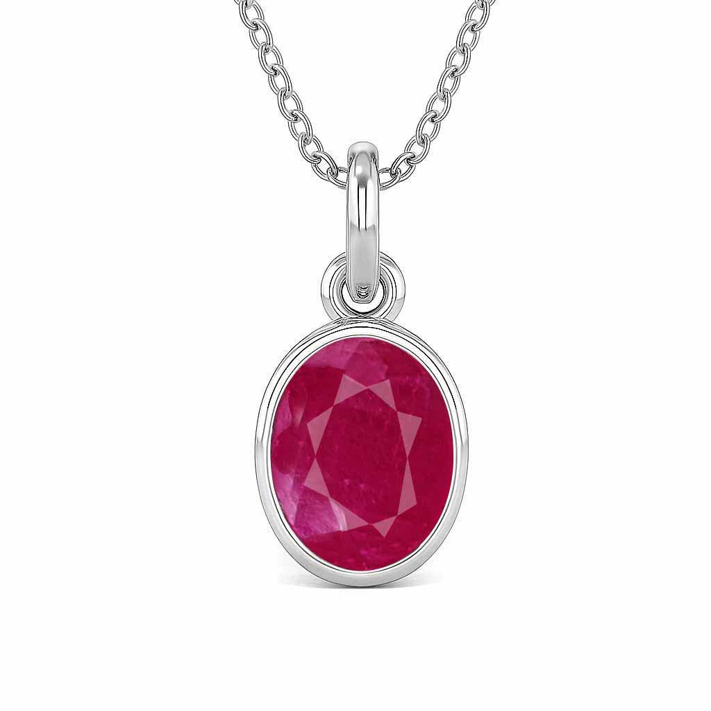 Classic Sterling Silver Ruby Gemstone Pendant