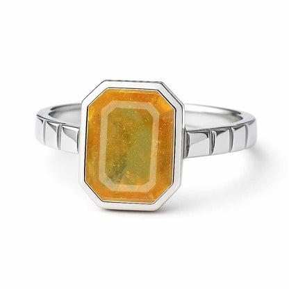 Royal Collection 925 Silver Yellow Sapphire Stone Ring for Women
