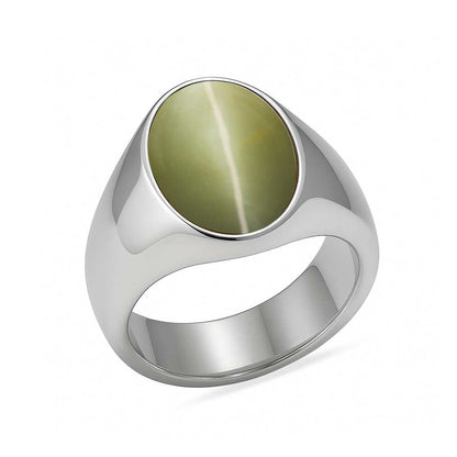 Elegant Sterling Silver Cat’s Eye Stone Ring for Him