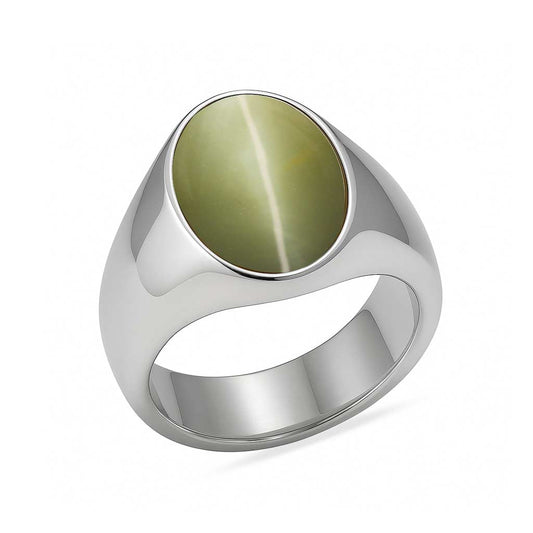 Elegant Sterling Silver Cat’s Eye Stone Ring for Him