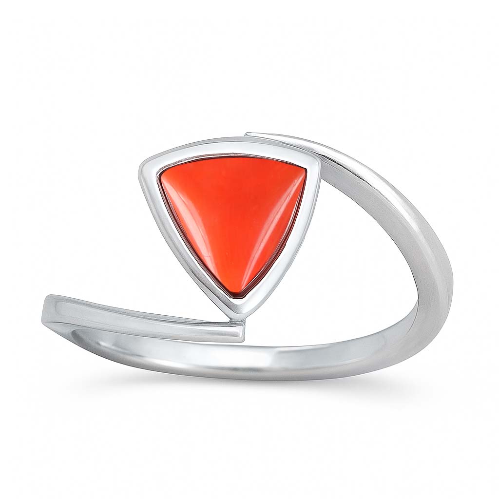 Luxury 925 Sterling Silver Red Coral Ring For Ladies