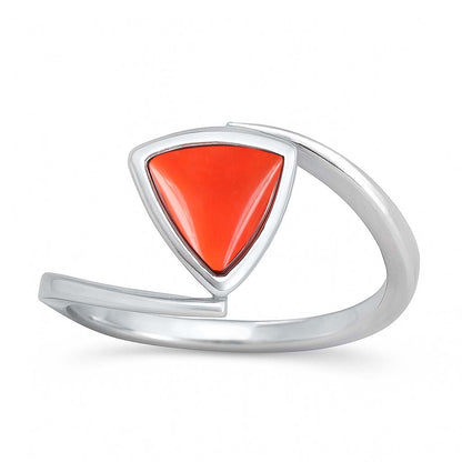 Luxury 925 Sterling Silver Red Coral Ring For Ladies