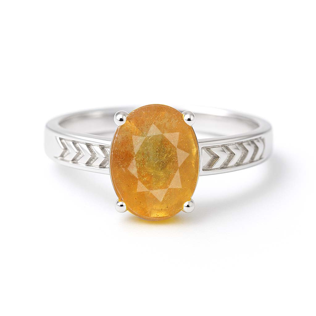 Royal Collection Sterling Silver Yellow Sapphire Stone Ring For Male