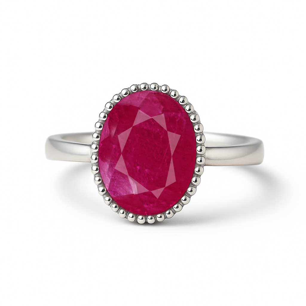 Elegant Craft Silver Ruby Stone Ring for Ladies