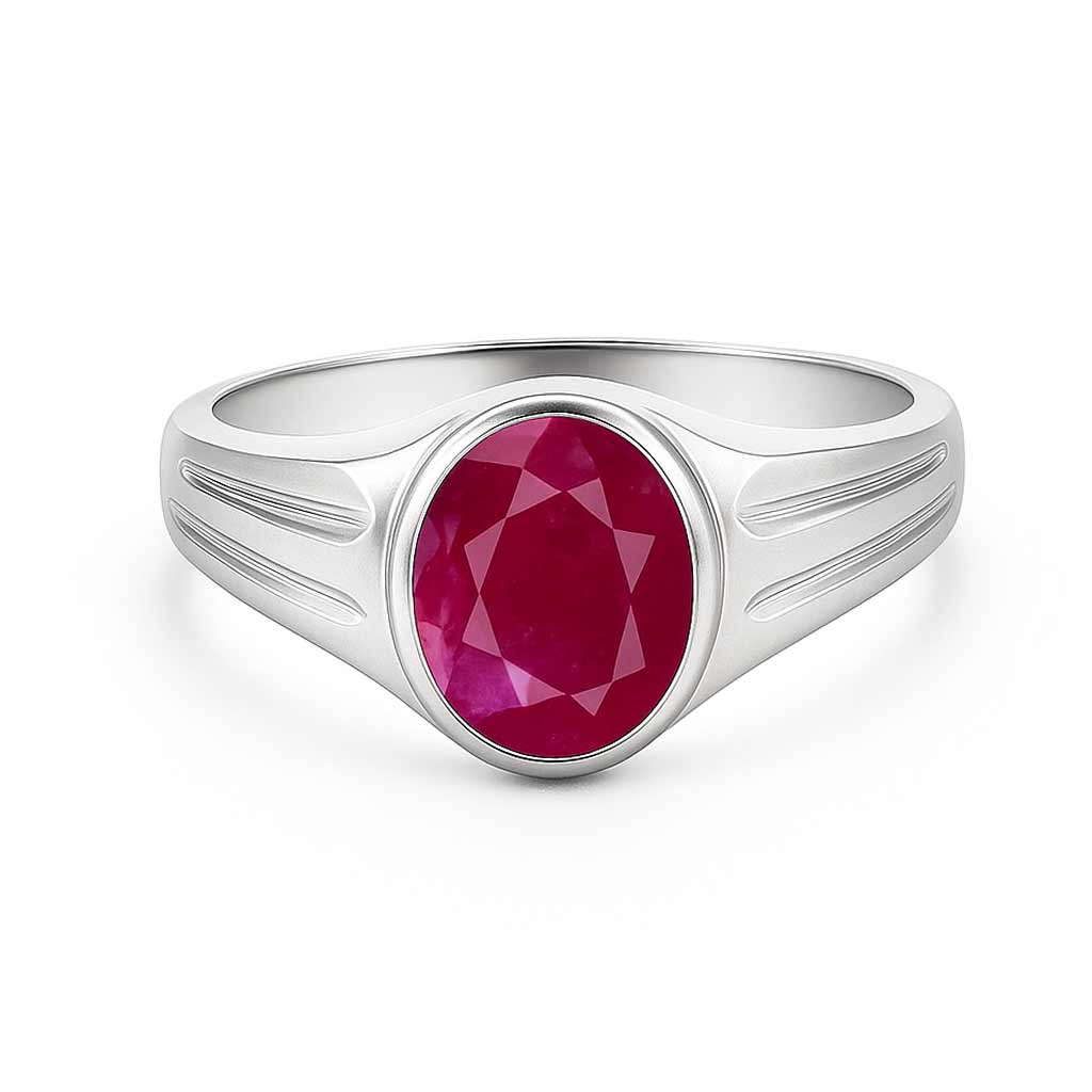 Royal Collection Sterling Silver Women’s Ruby Stone Ring
