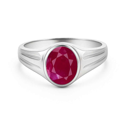 Royal Collection Sterling Silver Women’s Ruby Stone Ring
