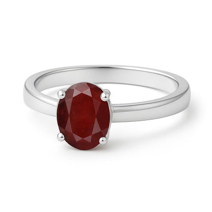 Modern 925 Sterling Silver Hessonite Garnet Ring for Women