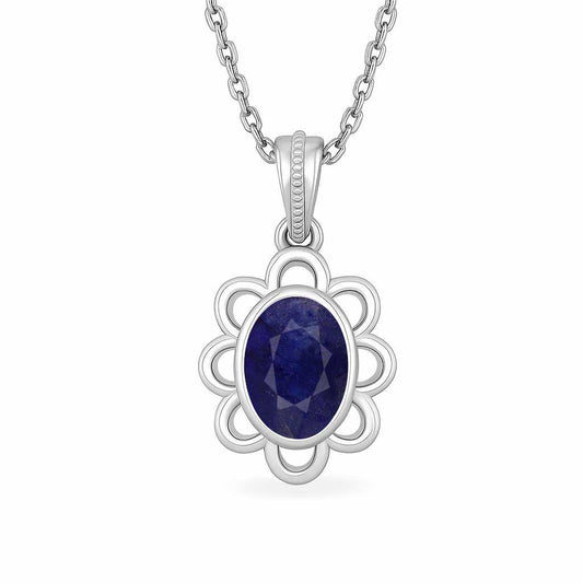 Timeless 925 Silver Blue Sapphire Stone Pendant