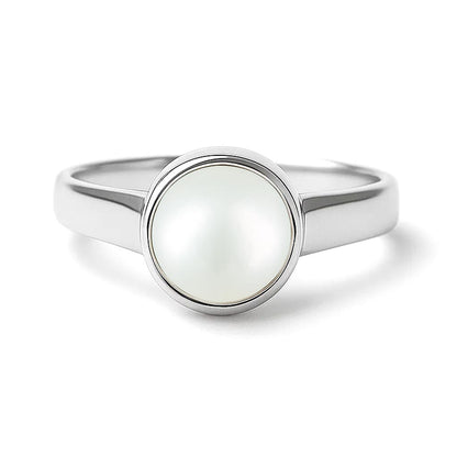 Traditional Sterling Silver Natural Pearl Stone Ring for Women