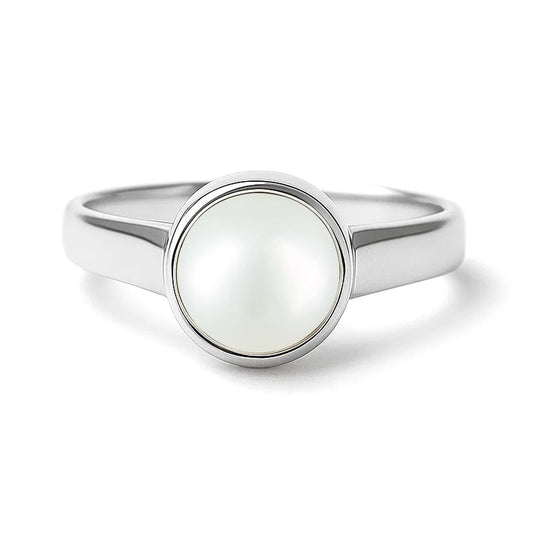 Traditional Sterling Silver Natural Pearl Stone Ring for Women