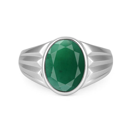 Traditional 925 Sterling Silver Emerald Stone Ring for Him