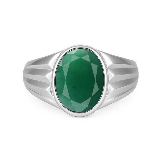 Traditional 925 Sterling Silver Emerald Stone Ring for Him