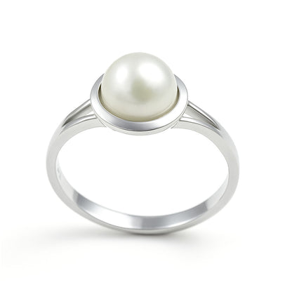 Timeless Classic Sterling Silver Pearl Stone Ring for Women