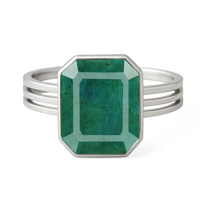 Men’s 925 Sterling Silver Ring with Natural Emerald Gemstone