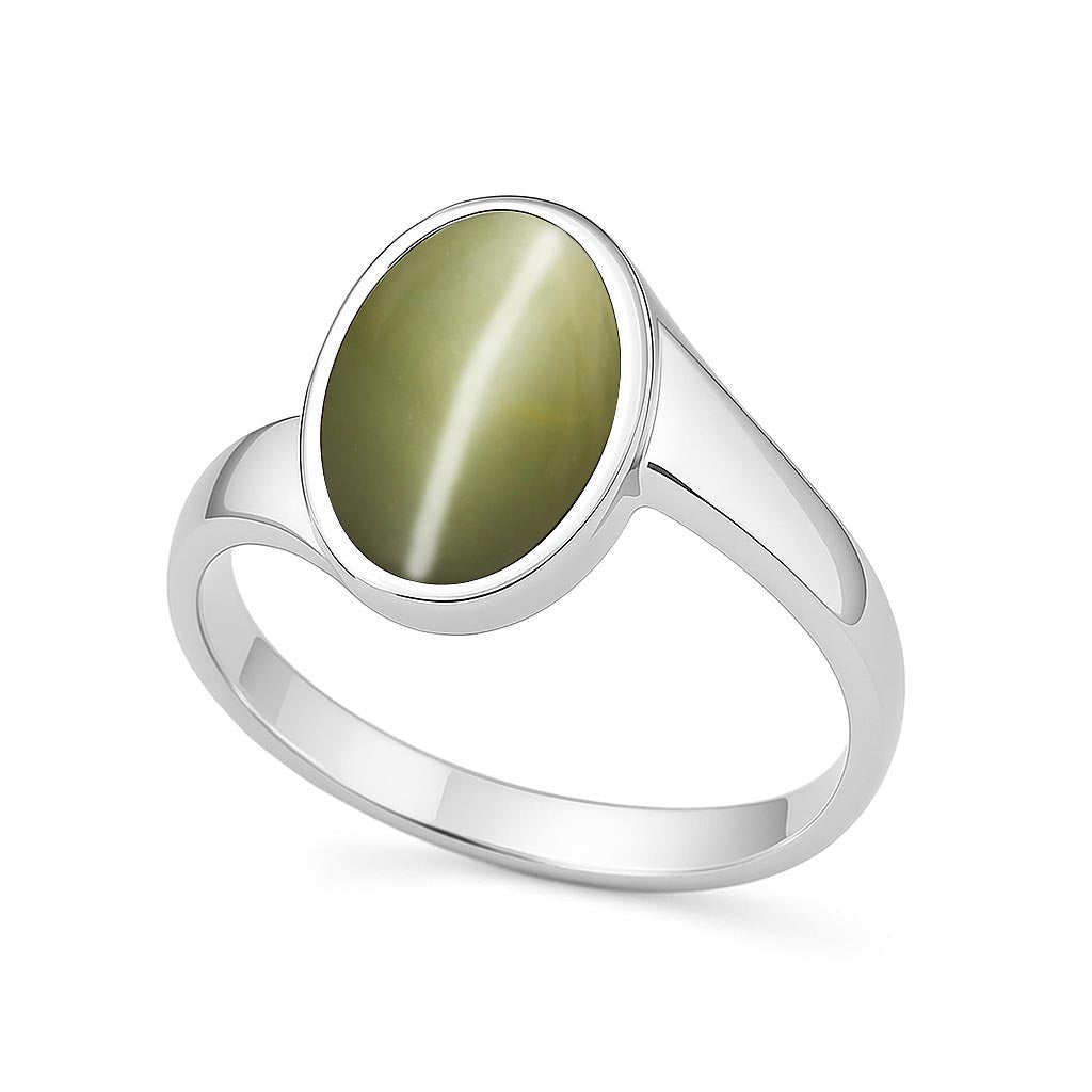 Stylish 925 Silver Cat’s Eye Gemstone Ring for Female