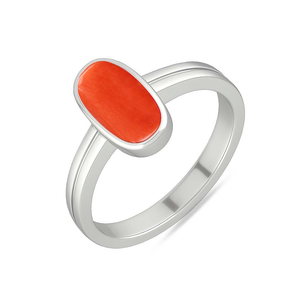 Bold Designer 925 Sterling Silver Red Coral Ring for Him