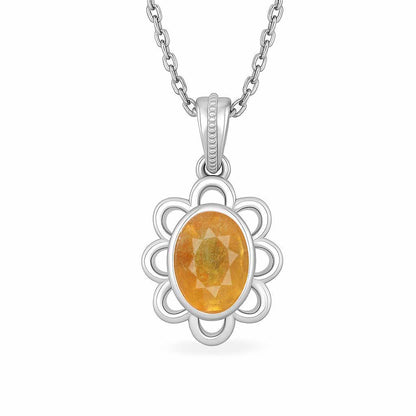 Modern 925 Silver Yellow Sapphire Stone Pendant