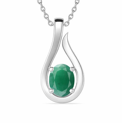 Modern 925 Sterling Silver Emerald Stone Pendant