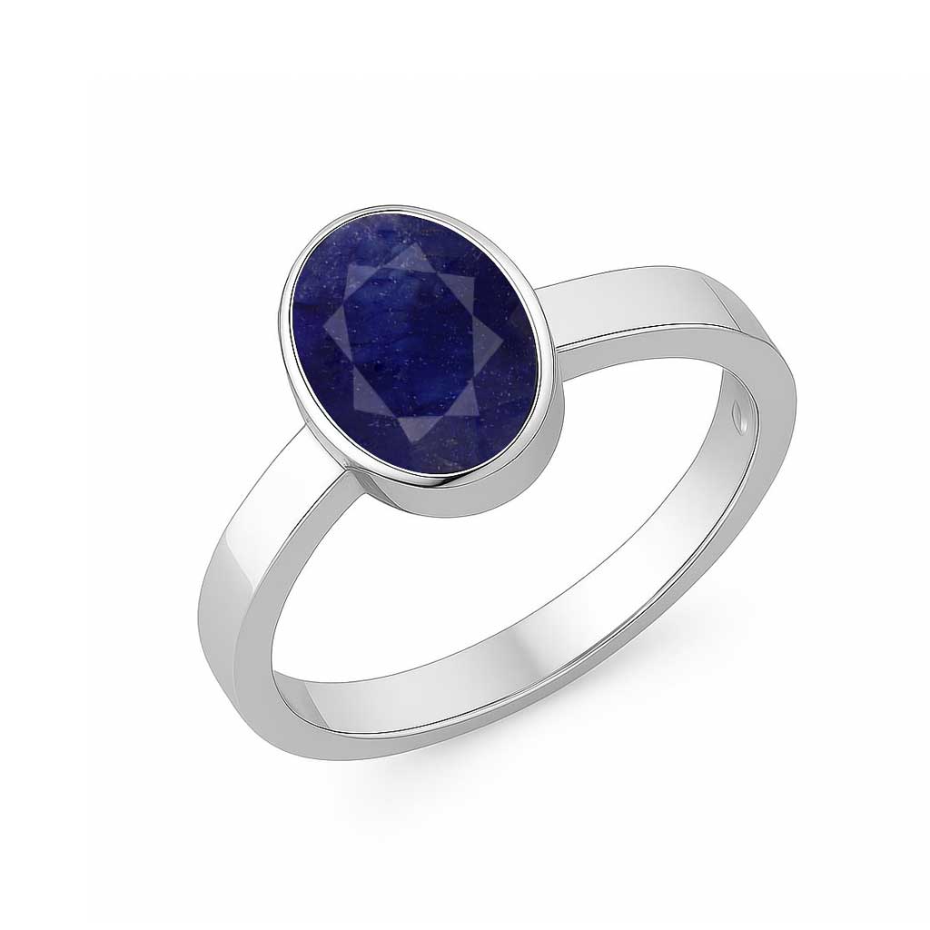 Handcrafted 925 Silver Ring with Deep Blue Sapphire for Women