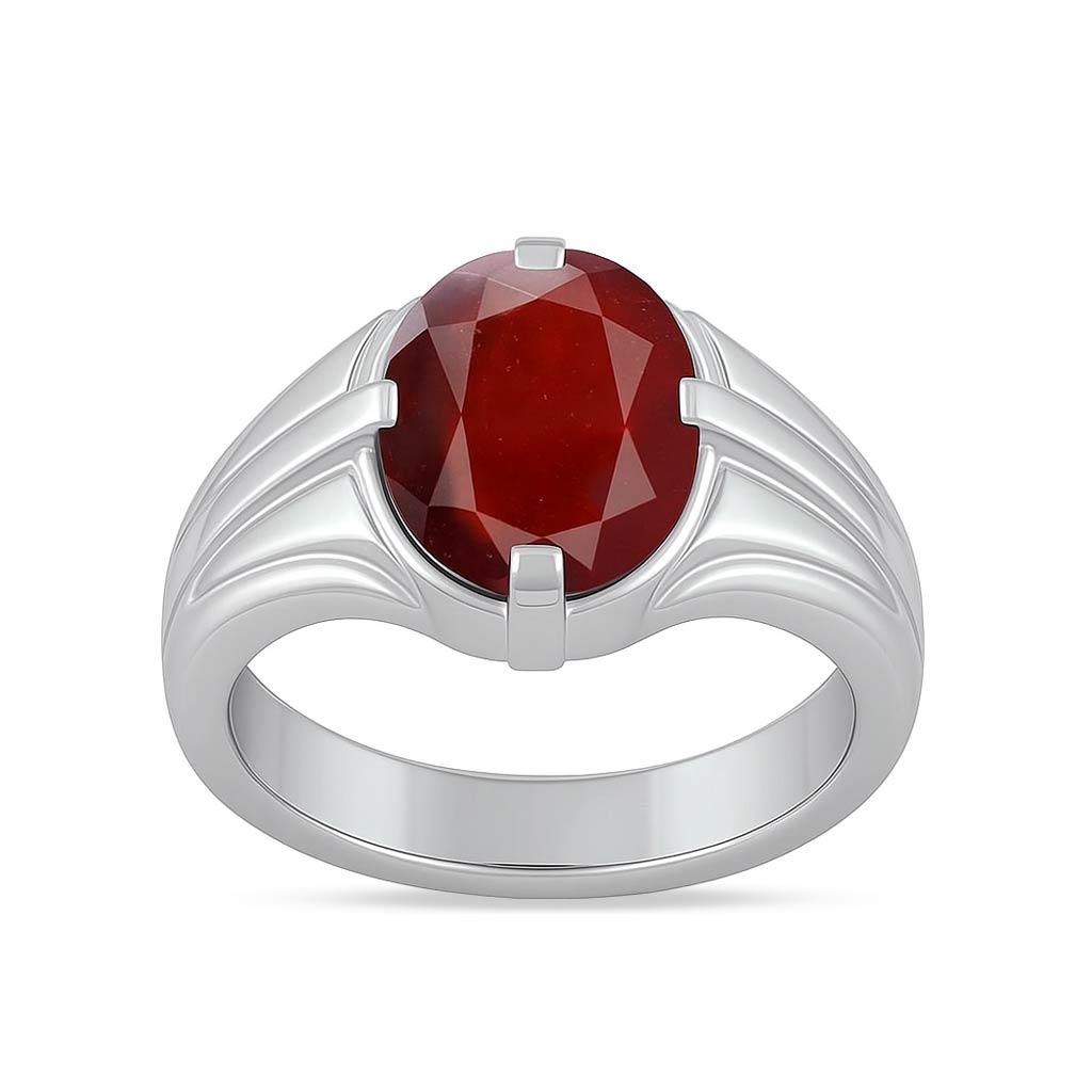 Luxury Handmade 925 Silver Hessonite Garnet Ring for Men