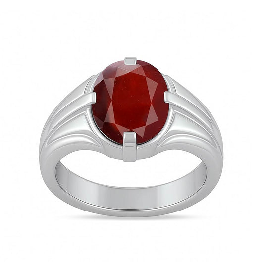 Luxury Handmade 925 Silver Hessonite Garnet Ring for Men
