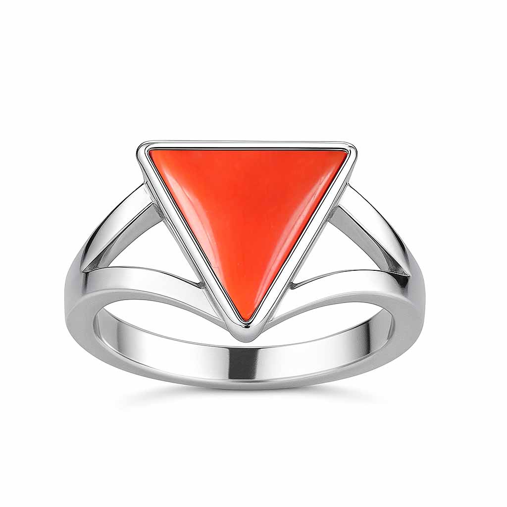 Classic 925 Sterling Silver Red Coral Ring for Women