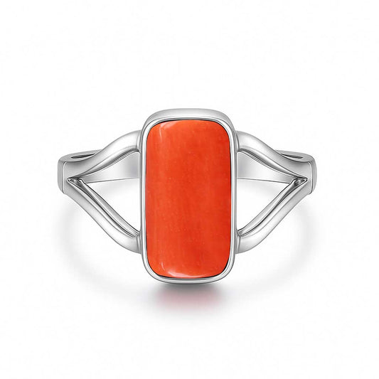 Handcrafted 925 Sterling Silver Men’s Red Coral Ring