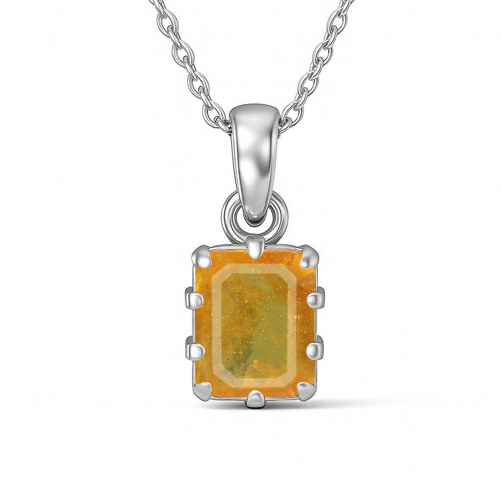 Luxury Designer Sterling Silver Yellow Sapphire Pendant