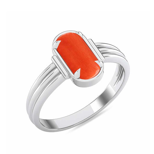 Authentic Handmade Sterling Silver Red Coral Ring for Men