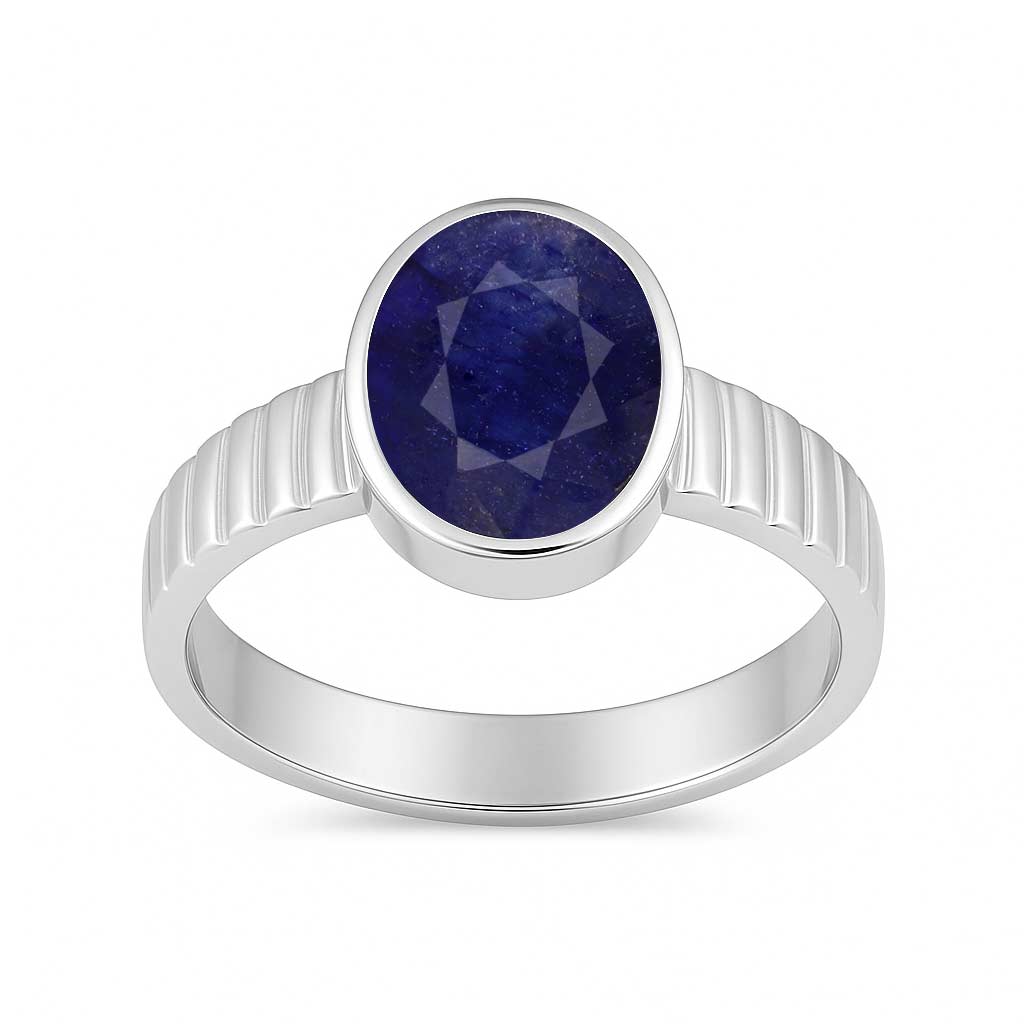 Handmade Sterling Silver Ring for Women with Blue Sapphire Gem