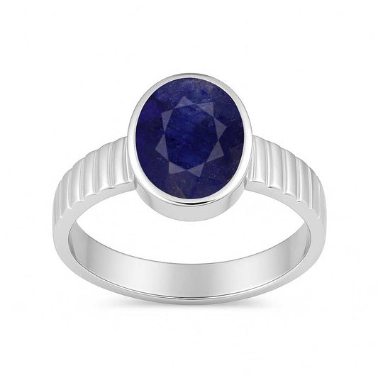 Handmade Sterling Silver Ring for Women with Blue Sapphire Gem