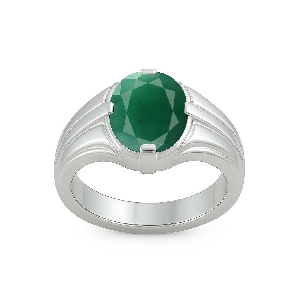 Vintage 925 Sterling Silver Men’s Emerald Ring