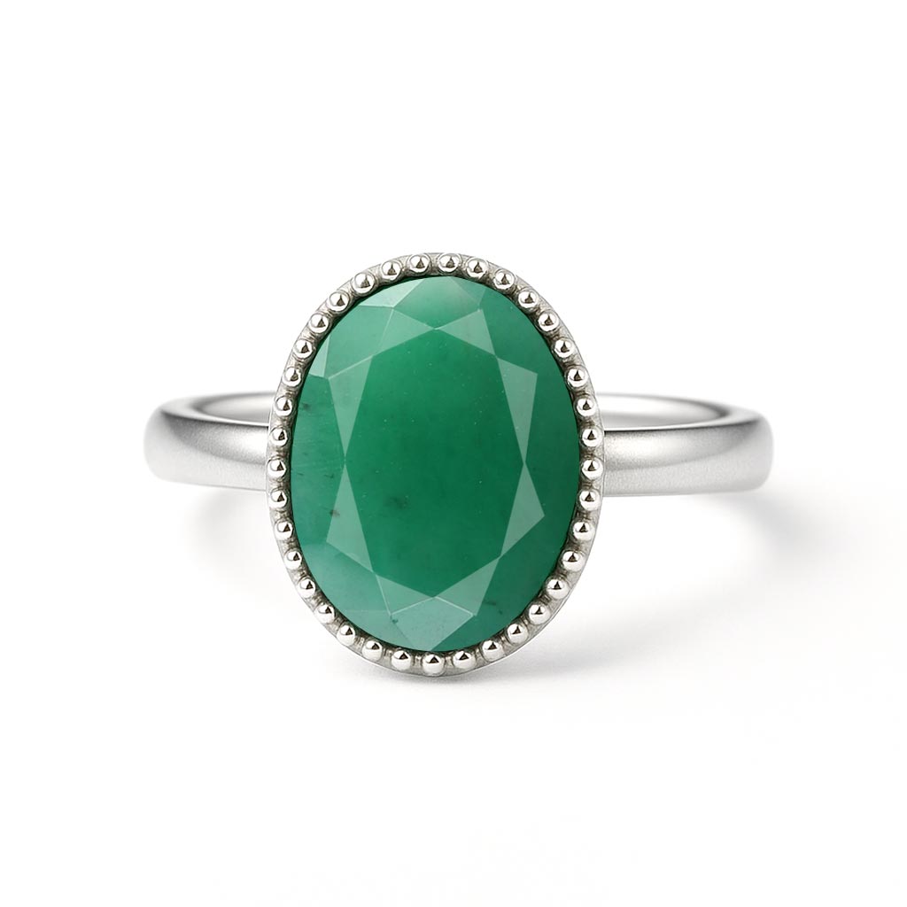 Luxury 925 Sterling Silver Emerald Stone Ring for Women