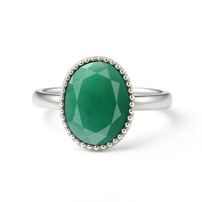 Luxury 925 Sterling Silver Emerald Stone Ring for Women