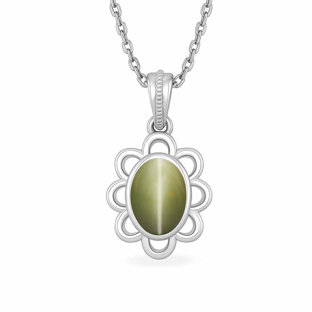 Modern 925 Silver Cat's Eye Gemstone Pendant