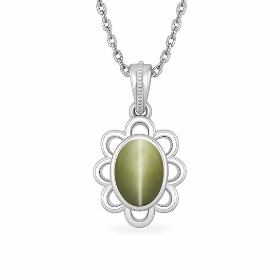 Modern 925 Silver Cat's Eye Gemstone Pendant