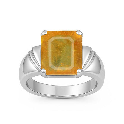 Vintage 925 Sterling Silver Men's Yellow Sapphire Ring