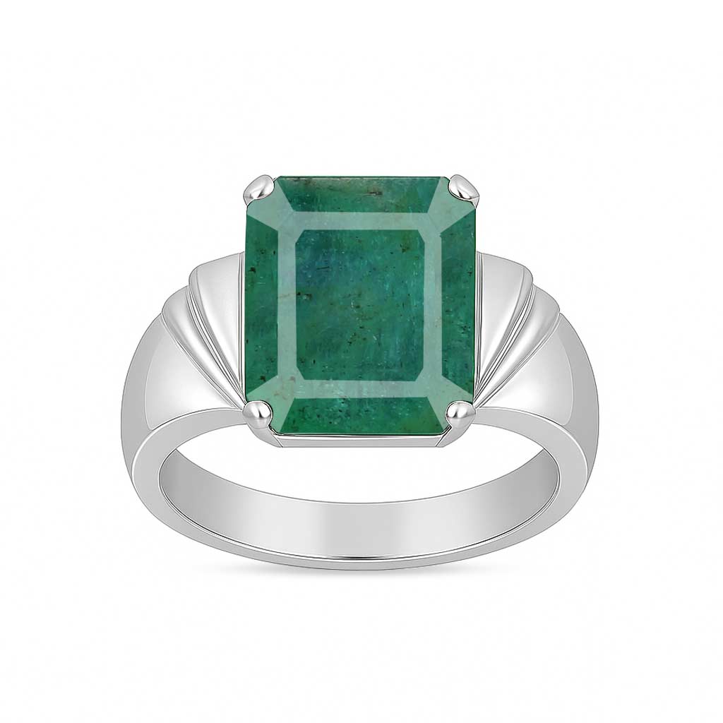 Pure Sterling Silver Emerald Stone Ring for Men