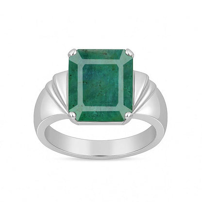 Pure Sterling Silver Emerald Stone Ring for Men