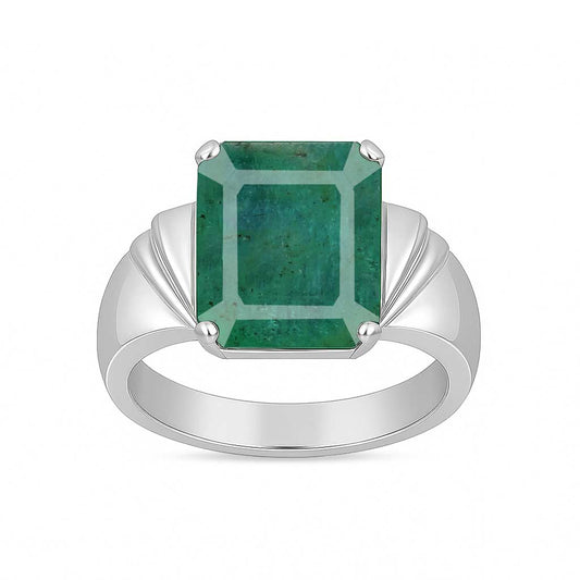 Pure Sterling Silver Emerald Stone Ring for Men