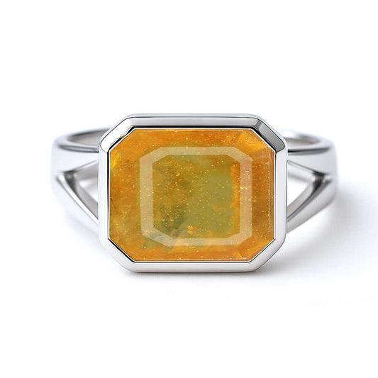 Traditional Sterling Silver Yellow Sapphire Ring for Men