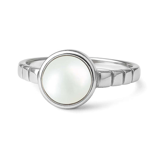 Authentic 925 Sterling Silver Pearl Stone Ring for Men