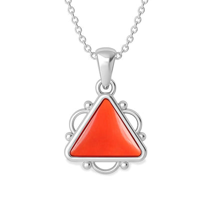 Pure Sterling Silver Red Coral Gemstone Pendant