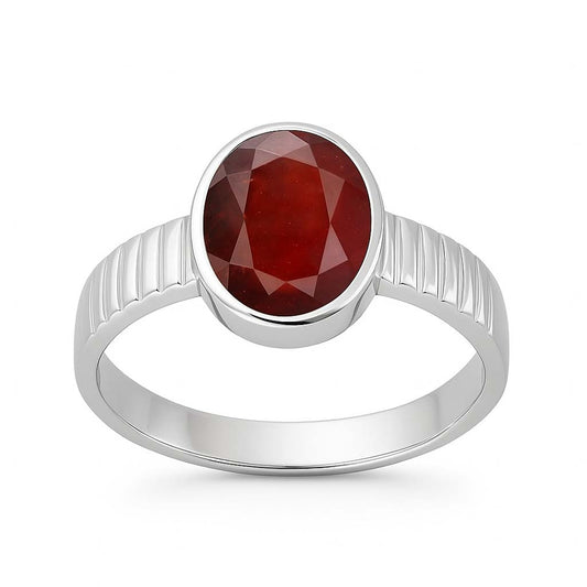 Premium Sterling Silver Hessonite Garnet Ring for Him