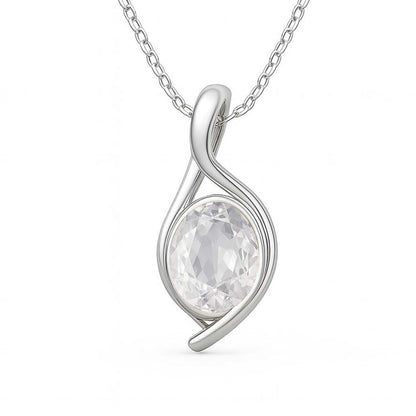 Luxury Designer Natural Zircon Pendant In Pure Silver Metal