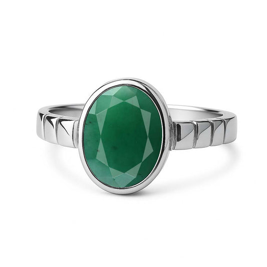 Luxury Sterling Silver Emerald Ring for Female