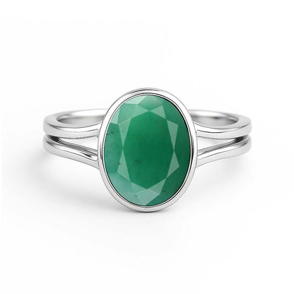 Pure Sterling Silver Emerald Gemstone Ring for Women