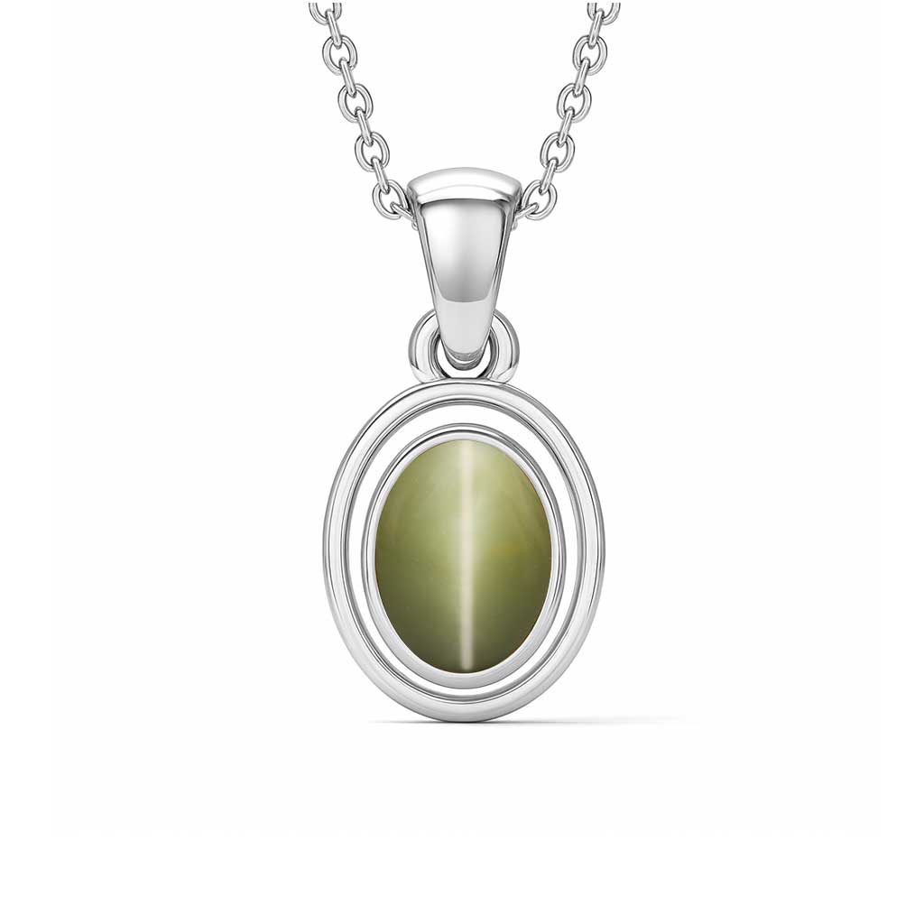 Luxury Designer Cat's Eye Pendant in Pure 925 Silver
