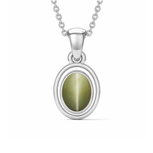Luxury Designer Cat's Eye Pendant in Pure 925 Silver