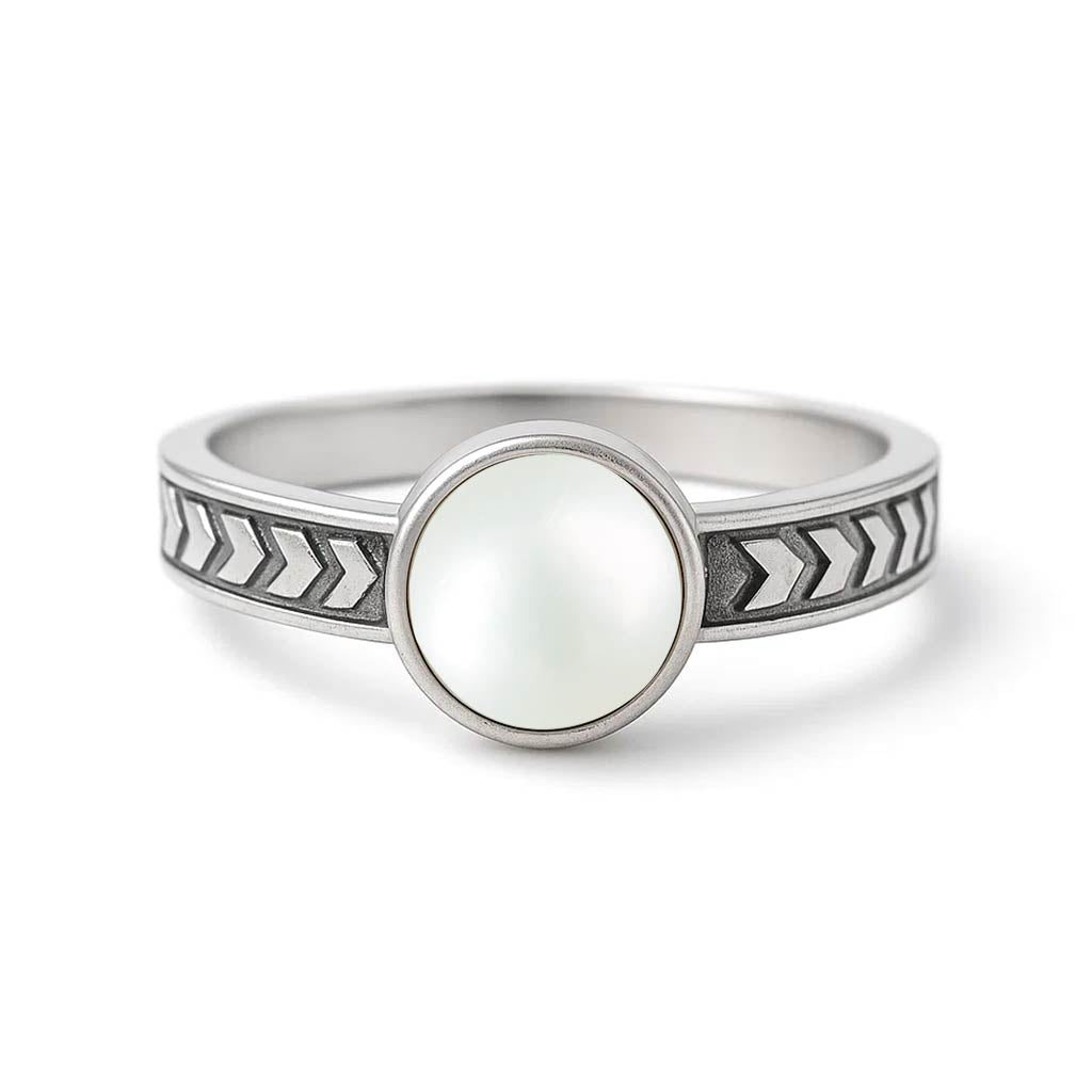 Pure 925 Sterling Silver Pearl Gemstone Ring for Men